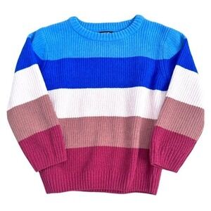Toddler Colorblock Sweater 3-4T Rainbow Stripe Chunky‎ Knit Fall Pullover Unisex